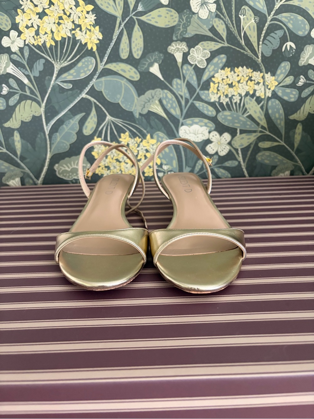 Anthropologie Gold Women's Open-Toe Slingback Sandals